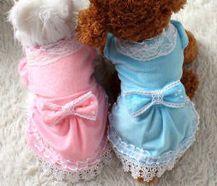 2015 New Dog Dresses Puppy Wedding Party Lace Skirt Clothes Bow Tutu Princess Dress Pet Apparel DropShipping