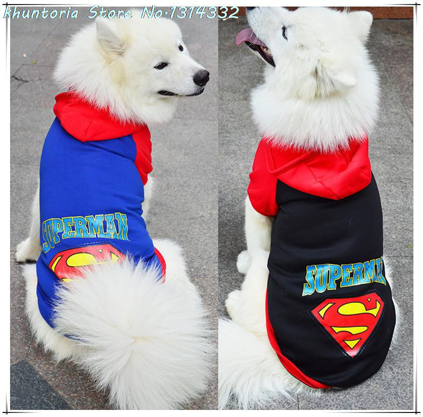 Supperman Big Dog Clothes Coat Jacket Clothing For Dogs Large Size Autumn Fall Warm Hoodie Apparel Sportswear Pet Products