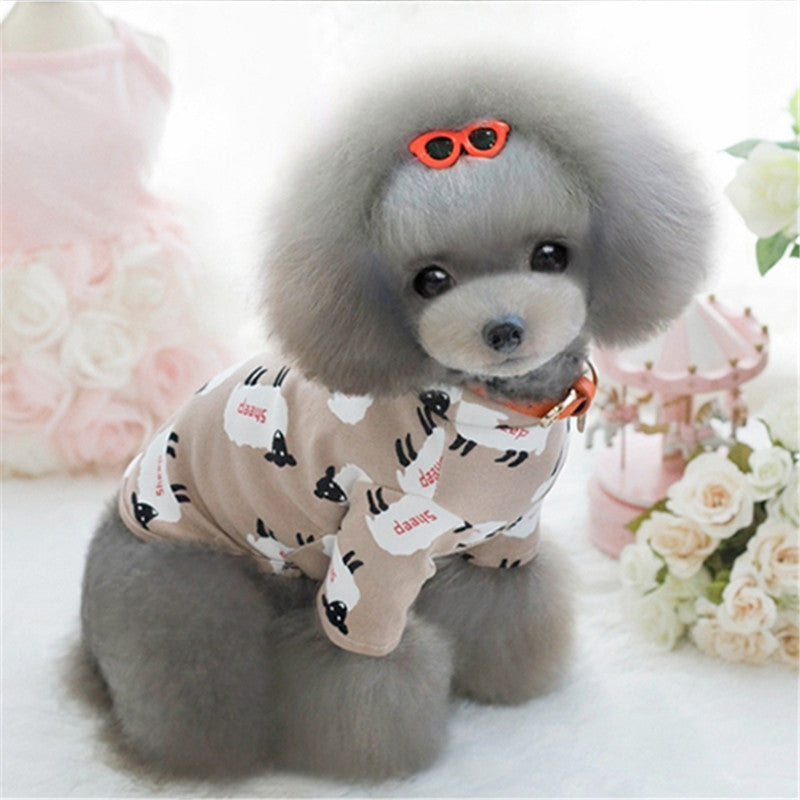 SWEETPETCO Chihuahua Dog Clothes Cute Printed Dog T Shirt Long Sleeves Autumn/Spring Puppy Clothes Pet Dog Undershirt Pink Blue