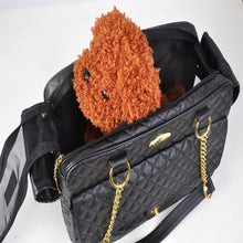 Load image into Gallery viewer, Designer Pet CarrierBlack Quilted Pleather Dog Shoulder Bag Carrier
