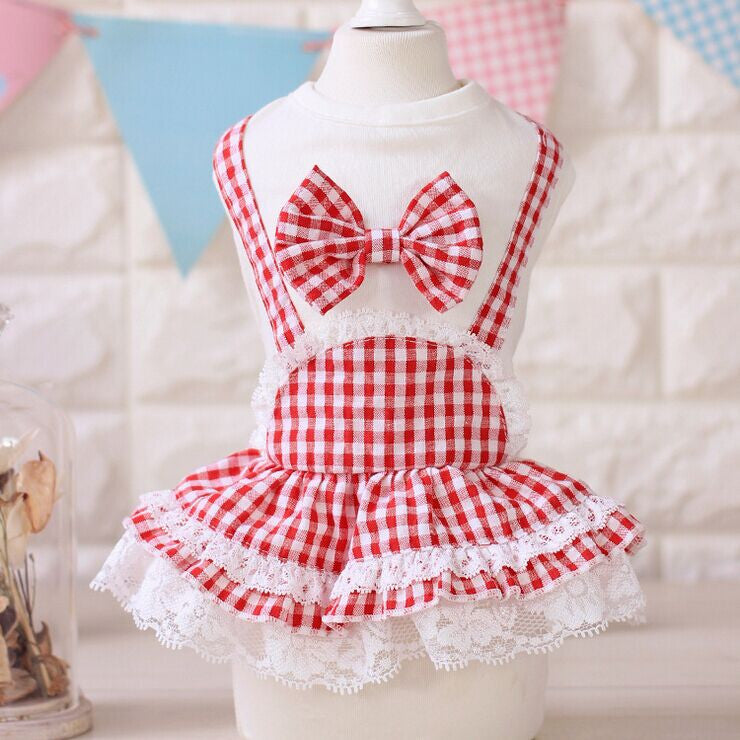 Dog Dress Summer Plaid  Dog Clothes Dog Dress for Dogs Cats Maltese