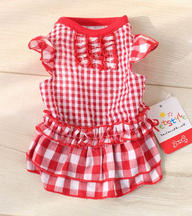 2016 Newest Style Plaid Dog Dress Summer Puppy Pet Clothes