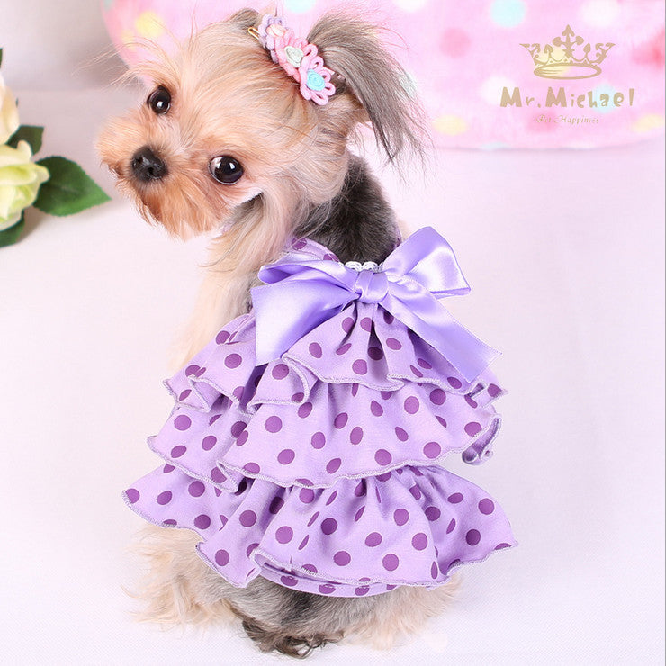Quality Cute Polka Dot Dog Dresses Summer Pet Dress Yorkie Princess Dress with Satin Bow Lovely Dress For Small Dogs Pet Clothes