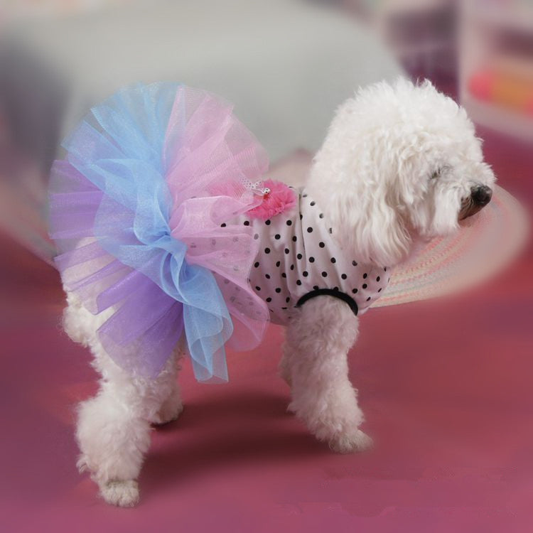 Cute Small Dog Dresses with Polka Dot Top Skirt