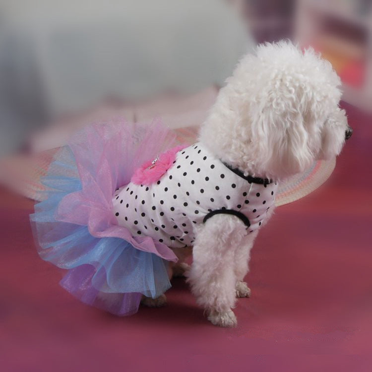 Cute Small Dog Dresses with Polka Dot Top Skirt