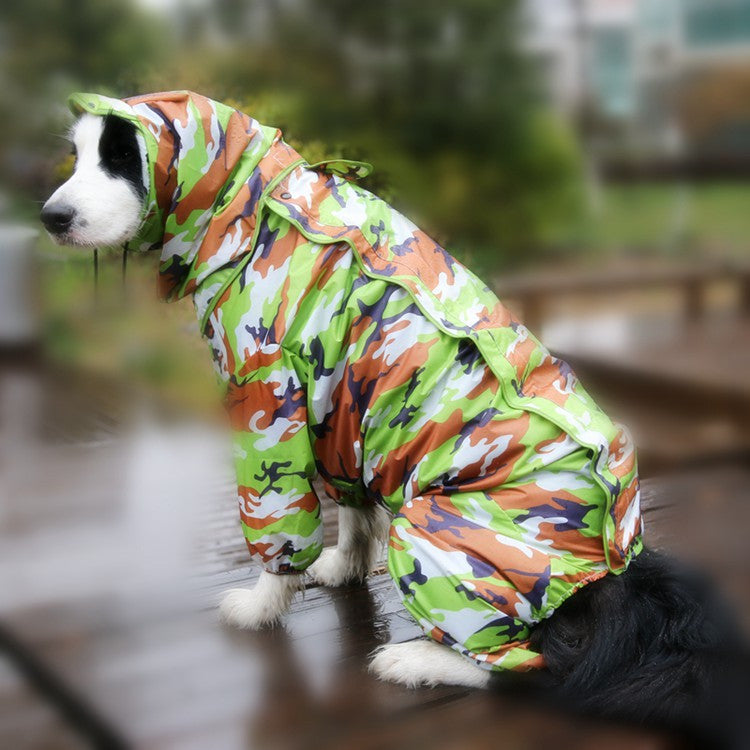Large Dog Raincoat for Medium to Big Dogs Outdoor Camouflage Pet Clothing Waterproof Pet Clothes Coat for Husky Golden Retriever