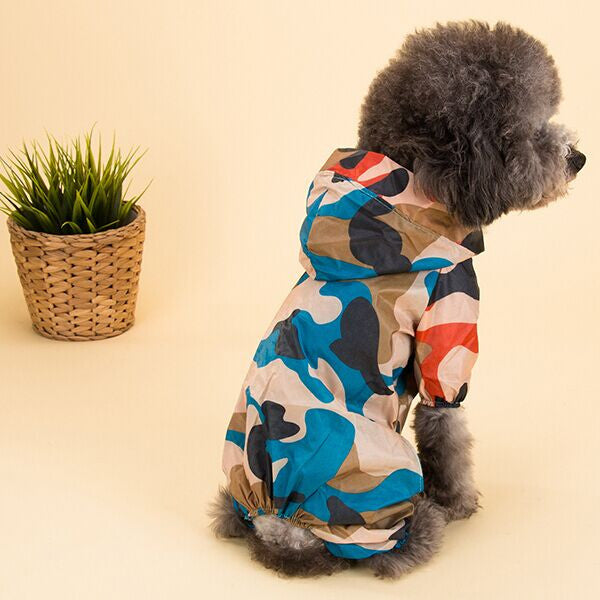 2016 Hot Sale Pet Dog Cat Raincoat Clothes Puppy Hooded Waterproof Rain Jackets Camo Dog Coat  with Legs Dog Jumpsuit S-XXL