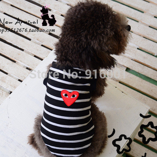 2015 Super Comfortable Cotton Brand New Black Stripes Dog t shirts Summer Dog Clothes Vest Shirt Teddy Clothes FREE SHIPPING