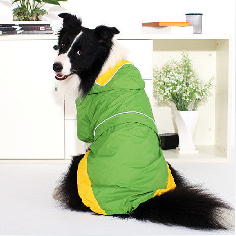 New Quality Waterproof Big Dog Raincoats with Hood Reflective Piping Large Pet Raincoat Jacket Red Green Yellow 3 Large Sizes