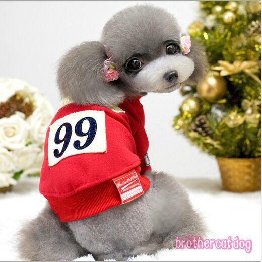Small Dog Hoodies Brand Quality Letters Pet Dog Hoodies Red and Yellow