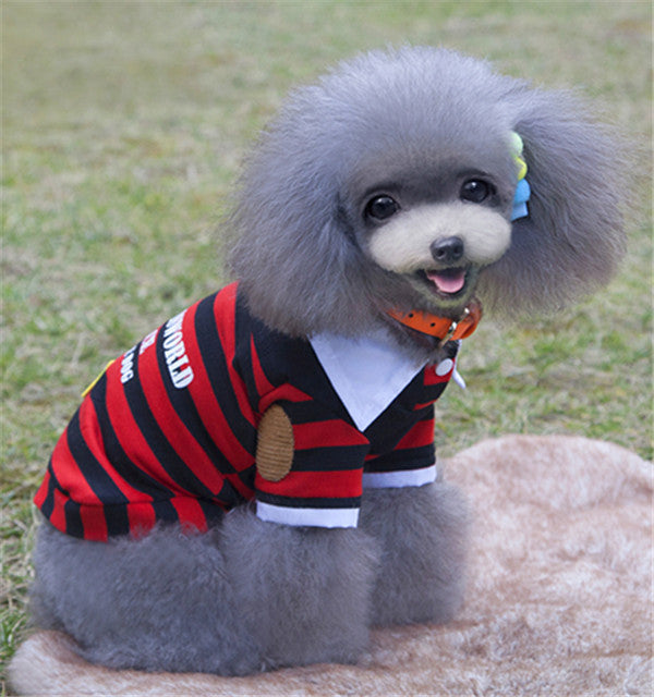 POLO Shirt Stripe Dog Clothes for Small Cat Dog