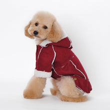 Load image into Gallery viewer, 2016 Winter Sherpa Suede Dog Coat Fashion Warm Dog Jacket Hooded Dog Fleece Clothes High Quality Pet Dog Clothes
