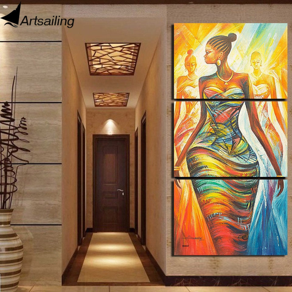 HD Printed 3 Piece Canvas Painting Abstract African Women Picture Modular Canvas Prints For For Living Room Decor