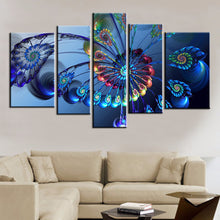 Load image into Gallery viewer, Modern Oil Painting Canvas Print Landscape Abstract Art Blue Peacock Wall Art Picture for Home Decoration 5PCS
