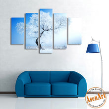Load image into Gallery viewer, 5 Panel Winter Snow Paintings Modern Tree Painting Canvas Prints Artwork Picture for Living Room Home Decor Wall Art Unframed
