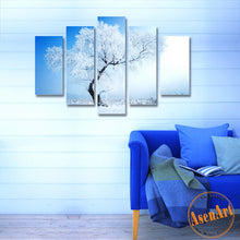 Load image into Gallery viewer, 5 Panel Winter Snow Paintings Modern Tree Painting Canvas Prints Artwork Picture for Living Room Home Decor Wall Art Unframed
