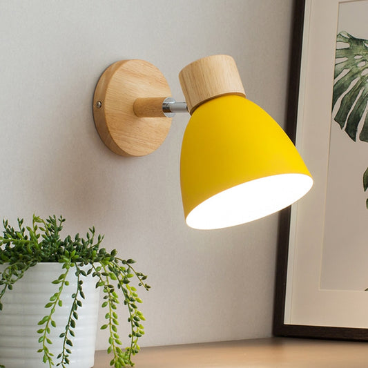 Wooden Wall lights bedside wall Lamp Nordic Wall Sconce for bedroom reading 6 color Macaroon steering Head E27 Home Lighting
