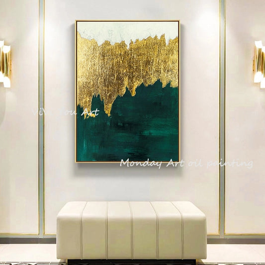 Pop art Hand painted High Quality Modern Gold Abstract Oil Painting on Canvas for Living Room home Decor Abstract wall Paintings
