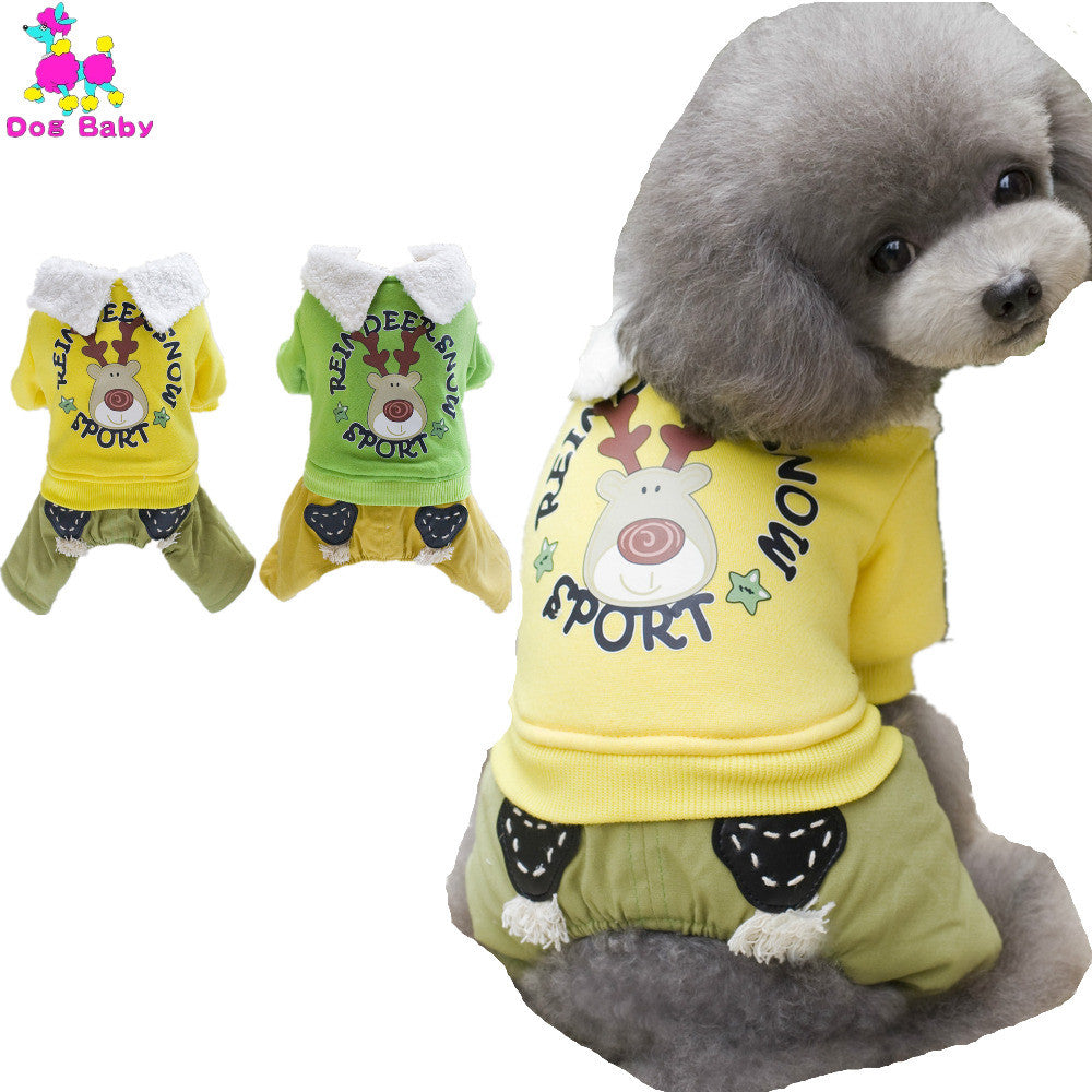 100% Cotton Coat For Dogs Warm Winter Print Yellow Green Dogs Clothes Fashion Cool Jackets For Small Big Larger Dogs Size S-XXL