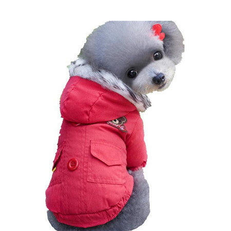 Dogbaby Cotton Winter Dog Coat Solid Blue Red Color Pet Clothes Warm Fashion Jacket Clothing For Dogs Free Shipping Size S-XXL
