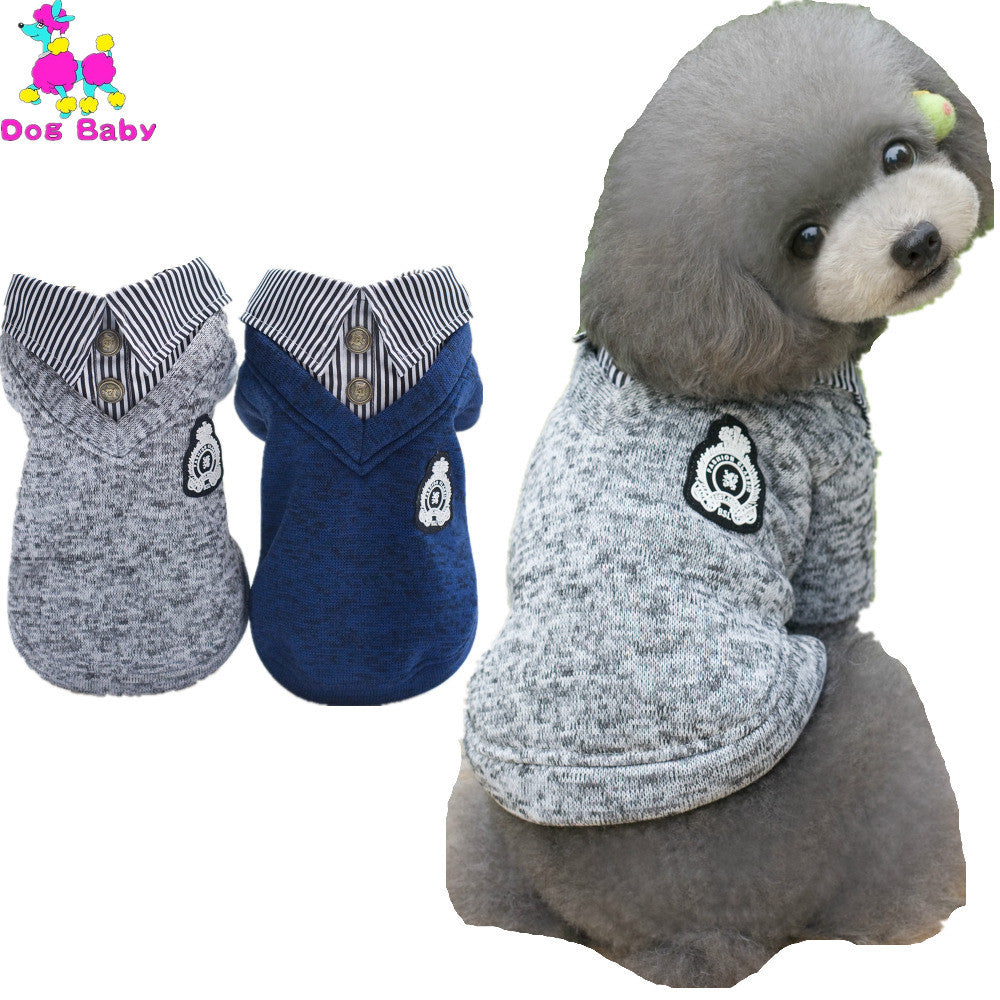 Solid 100% Cotton Winter Dog Clothes Blue Gray Color Pet Coat Fashion Jacket For Small Big Larger Dogs Free Shipping Size S-XXL