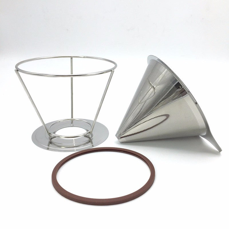 Portable stainless steel coffee filters / reusable V-type filter cup filter cone filter drip coffee maker tool sets