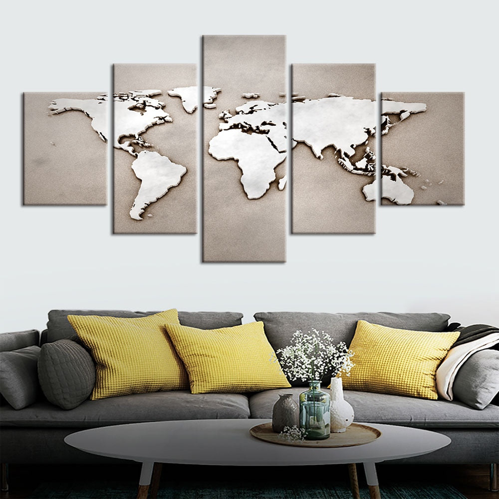 canvas painting picture Abstract world map poster living room wall decoration painting prints wall art
