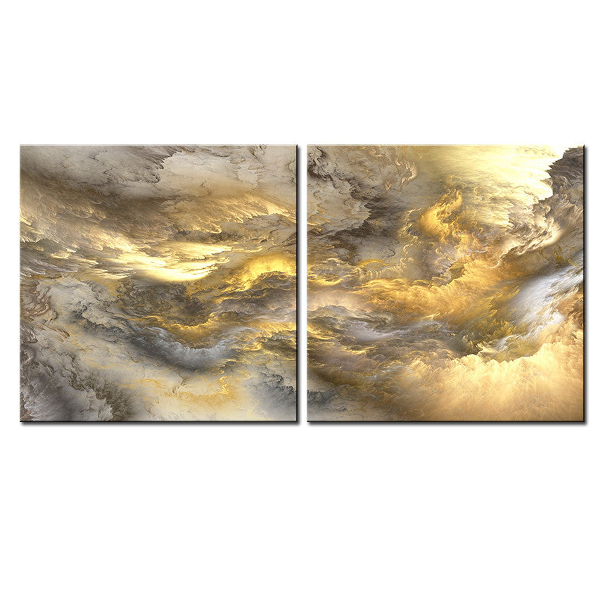 2pcs set NO FRAME Printed yellow Cloud Oil Painting Canvas Prints Wall Painting For Living Room Decorations wall picture art