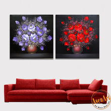 Load image into Gallery viewer, 2 Panel Painting Red Purple Flowers Vase for Home Decoration Wall Art Canvas Prints Wall Picture Unframed
