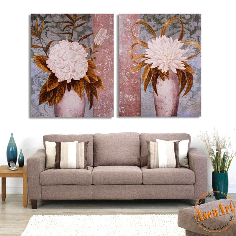 2 Piece Set Peony Flower Picture Vase Painting for Living Room Modern Art Canvas Prints Vintage Paintings No Frame