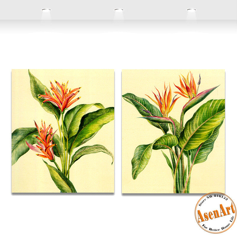 2 Piece Set Green Plants Painting for Living Room Home Decoration Wall Art Canvas Prints Wall Picture No Frame
