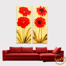 Load image into Gallery viewer, 2 Panel Vintage Red Flowers Painting Wall Pictures for Living Room Home Decoration Wall Art Canvas Prints Unframed
