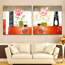 Load image into Gallery viewer, 2 Panel Classical Pink Flower Painting for Living Room Modern Wall Decor Canvas Prints Artwork No Frame
