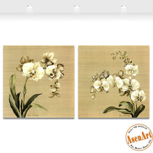 Load image into Gallery viewer, 2 Panel Butterfly Orchid White Flower Painting Picture for Living Room Wall Decor Canvas Prints Artwork No Frame
