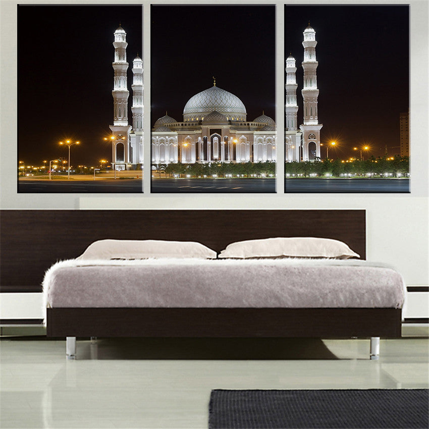 NO FRAME 3pcs astana hazrat sultan mosque amazing Printed Oil Painting On Canvas Oil Painting for Home Decor Wall Decor