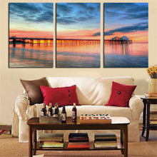 Load image into Gallery viewer, NO FRAME 3pcs beautiful malibu pier at sunset Printed Oil Painting On Canvas wall Painting for Home Decor Wall picture
