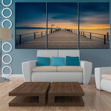 Load image into Gallery viewer, NO FRAME 3pcs wooden pier towards the golden sunset Printed Oil Painting On Canvas wall Painting for Home Decor Wall picture
