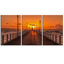 Load image into Gallery viewer, NO FRAME 3pcs sunset clouds nature pier ocean view sky Printed Oil Painting On Canvas wall Painting for Home Decor Wall picture
