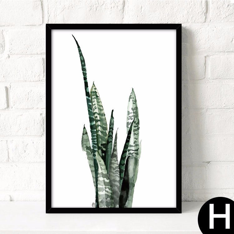 Watercolor Tropical Plant leaves Canvas Art Print Poster , Nordic Green Plant leaf rural Wall Pictures for Home Decoration