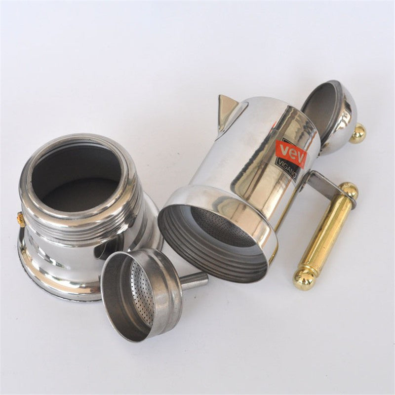 Stainless steel Moka pot / 4 cup Aluminium filter cartridge material Mocca coffee pots coffee percolators tool filter coffee pot
