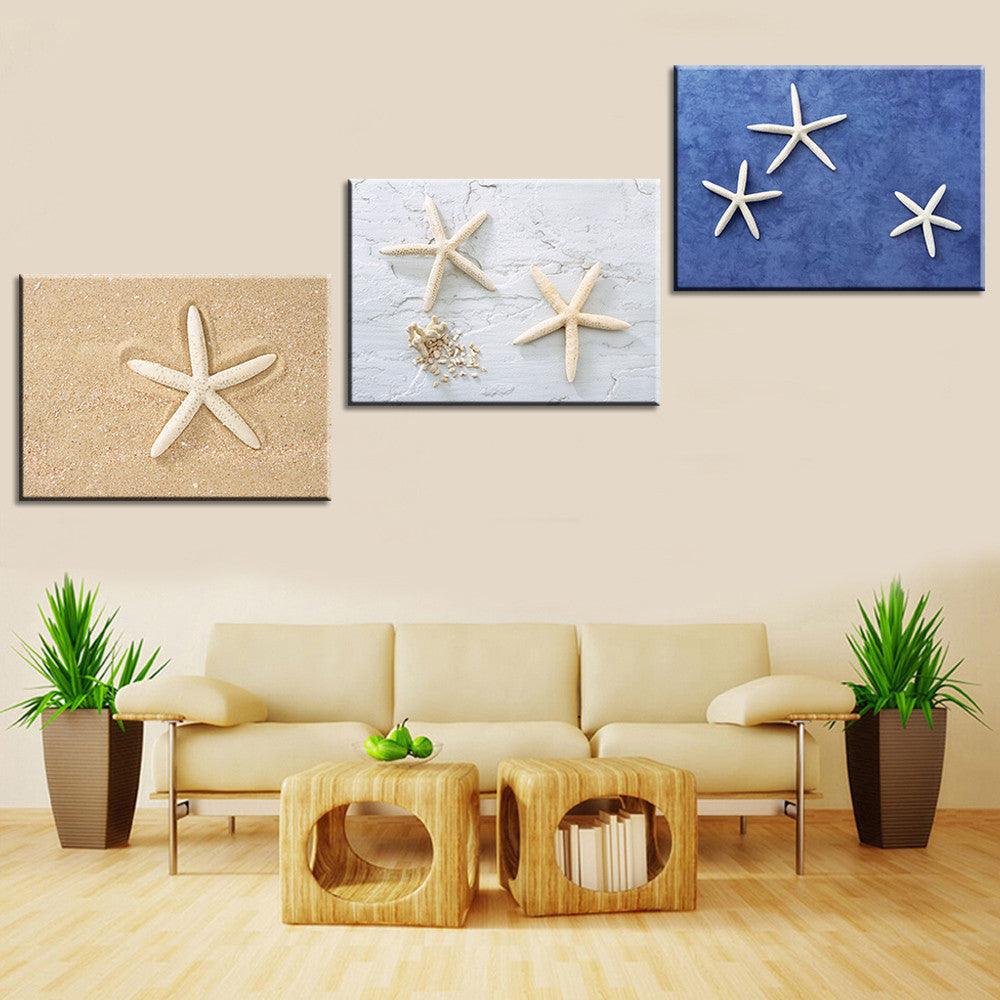 Oil Painting Canvas Print Still Life Love Starfish Home Decoration Poster Wall Art Picture for Living Room 3pcs