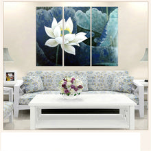 Load image into Gallery viewer, Modular Canvas Painting White Lotus Wall Painting Flower Oil Picture Scenery Art Print and Poster Unframed Home Decoration 3pcs
