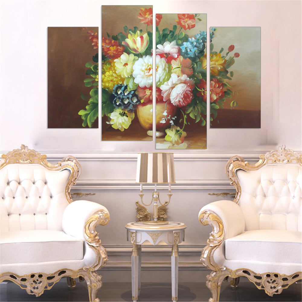 Canvas Painting Flower Print Cuadros Decoracion Modular Painting for Living Room Wall Pictures Unframed (5 Color Availble) 4pcs