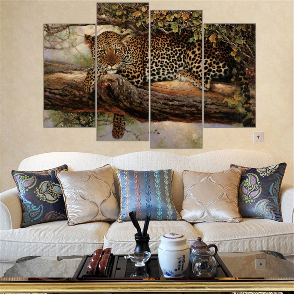 Unframed Large Canvas Paintings Leopard Paintings African Animal In The Tree Print Wall Art Picture Home Decor Modular 4 Pieces