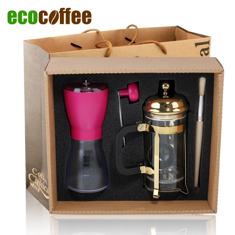 1Set Free Shipping DHL EMS FedEx Hot Sell Espresso Coffee Grinder+ 350ML French Coffee Press