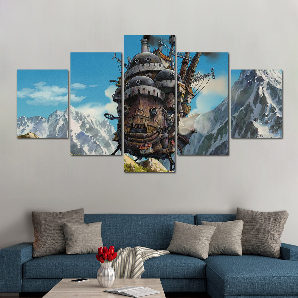 Modular Pictures 5 panel Howl's Moving Castle Canvas painting poster Miyazaki Hayao movie poster canvas painting F1599