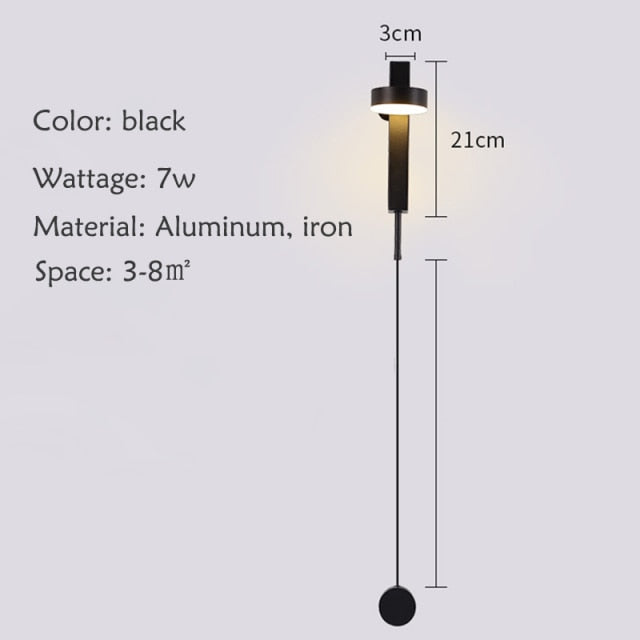 LED Wall Lamp Simple Rotating  Wall Lightings Black Gold Bedroom  Living Room Aisle Rotary Switch Indoor Lighting Fixtures