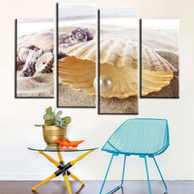 Load image into Gallery viewer, Unframed 4pcs Pearl Mussel And Beach Art Wall Painting Modern Print Picture Canvas Artwork For Living Room Decoration
