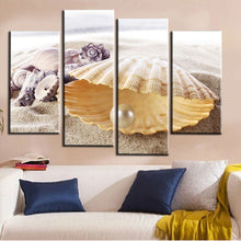 Load image into Gallery viewer, Unframed 4pcs Pearl Mussel And Beach Art Wall Painting Modern Print Picture Canvas Artwork For Living Room Decoration
