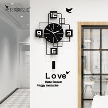 Load image into Gallery viewer, Square Silent Acrylic Large Pendulum Decorative Swing Wall Clock Modern Design Living Room Home Decoration Wall Watch Stickers
